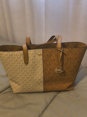 Michael Kors Two-Tone Brown/Beige Logo Tote